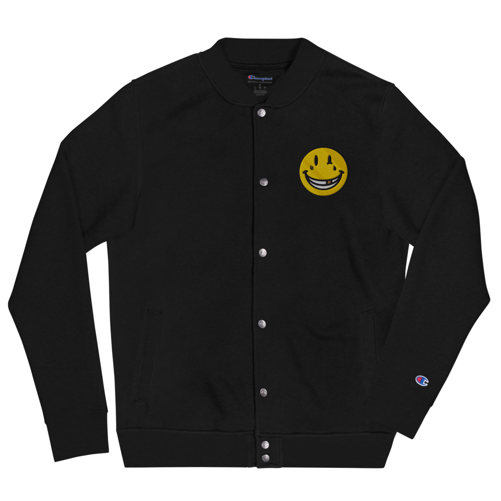 SMILEY EMBROIDERED CHAMPION VARSITY